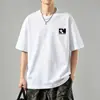 Roupa Masculina Shanggu Verão Tendência Estampa de Desenho Animado Unissex Solta Gola Redonda Simples Japonesa Pulôver Manga Curta Camiseta Top