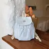 Mochila a rayas estilo coreano 2026 con cordón, nueva, gran capacidad, para estudiante, para ir al trabajo, ligera, estilo universitario, fresca