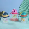 Taza de Agua para Niños Taza de Plástico con Asa Tapa abatible Vaso con Popote Vaso de Aprendizaje para Beber Agua Portátil Taza de Agua con Escala