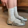 Calcetines Holgados Estilo Ballet para Mujer, Delgados Estilo Verano, Nuevo Modelo Popular 2025, Calcetines de Malla Hueca a Media Pantorrilla Estilo Miu para Verano