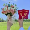 Ramo de Boda Novia Sosteniendo Foto de Boda Tulipán Certificado Flor Artificial Accesorios para Fotos Día de San Valentín Chino Estación Independiente