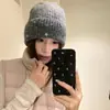 Chapéu de Lã Estrela Off-White Quente Tricô Mulher Inverno Circunferência da Cabeça Grande Chapéu com Proteção para Orelhas Espessado Faz o Rosto Parecer Menor Chapéu de Tricô