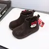 Zapatos para Bebé con Forro de Felpa Corta, Botas de Cuero Estilo Coreano para Niñas Pequeñas, Botas Martin de Media Caña para Niños 3988
