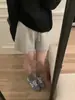 Shorts de punto de cintura alta, corte holgado y pierna ancha para mujer, para otoño e invierno, con cintura elástica y silueta en A, perfectos para uso casual