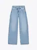 Za2025 Nueva Ropa de Primavera para Mujer de Comercio Exterior Popular Europea y Americana Ropa de Trabajo Casual Retro Nuevo Jeans de Doble Botonadura de Pierna Ancha