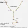 Collar con borlas en forma de Y de acero inoxidable chapado en oro de 18 quilates con circonita, de alta gama, de lujo ligero, nicho, accesorio para mujer