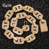 Hip-hop europeu e americano nariz de porco cubano cadeia colar 15mm cobre micro-incrustado zircão clavícula cadeia rap rap acessórios masculinos