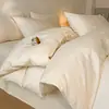 Conjunto de Lençóis de Algodão Jacquard de Quatro Peças com Elástico, Classe A, 60 Fios, para Dormitório e Uso Doméstico, Roupa de Cama para Cama de Casal, Algodão Puro, Estilo para Todas as Estações