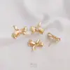 Aretes de Moda con Forma de Pajarita Rectangular de Circonita Color-Preservante Chapados en Oro de 14K con Anillo Colgante Accesorios para Aretes Hechos a Mano DIY Materiales
