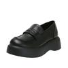 Mocassins de Couro Genuíno de Sola Grossa para Mulheres 2024 Primavera & Outono Nova Temporada Plataforma Preto Versátil Sapatilhas Jk Estilo Britânico Sapatos de Couro Pequenos