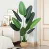Maceta de planta verde artificial Decoración de plátano de planta artificial nórdica hoja de tortuga estilo ins sala de estar decoración interior grande