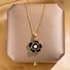 Collar de Gota de Aceite de Camelia Elegante de Celebridad de Internet para Mujer Retro Lujo Accesible Clavícula Perla Estilo Coreano Joyería de Alta Gama
