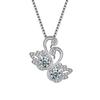 Elegante y lindo collar con colgante de cisne blanco, cadena de clavícula, nuevo y elegante colgante de circonita con incrustaciones de diamantes y danza del cisne doble.
