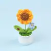 Vasinho de Girassol Crochê à Mão, Produto Acabado em Lã Tricotada, Decoração de Mesa, Ornamento de Girassol, Planta em Vaso
