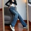 Jeans Rectos de Tiro Alto para Mujer con Diseño de Doble Botón, Estilo Nuevo 2025, Pantalones Anchos Sueltos de Caída Larga para Cubrir la Entrepierna