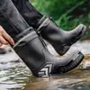 Zapatos impermeables de moda transfronterizos hasta la pantorrilla con cordón elástico, botas de lluvia para hombres, repartidores, ropa para exteriores, pesca, botas de lluvia antideslizantes