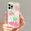 Capa de Celular Coelho Cereja Rosa Adequada para iPhone 17 Pro Max, Apple 16, Niche 13/14 Transparente 15