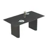 Mesa de jantar estilo italiano, preta sólida, de tamanho pequeno, com tampo de pedra sinterizada, um conjunto de mesa e cadeiras de jantar minimalista e moderno para uso doméstico