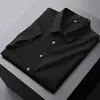 LiquidaciónCamisa de Manga Corta de Seda Helada para Hombre, Nuevo Estilo de Verano, Fácil de Cuidar, Camisa Bordada Casual, Camisa de Media Manga sin Planchar