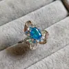 6 Cristal Artificial Francês Trabalho Pesado Pedra Colorida Zircônio Estilo Vintage Italiano Anel Paraíba Banda Ornamentos Pedra Solta