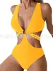 Aliexpress Amazon Venta Caliente Europea y Americana Multicolor Talla Grande Traje de Baño de una Pieza Cruzado con Copas Rígidas Plisado Adelgazante para Mujer