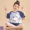 Pijama de verano para niña, fino, de algodón para niños, traje de manga corta y shorts, ropa de casa linda de dibujos animados para niñas
