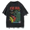 Camiseta Masculina de Algodão Puro Pesado Manga Curta Estilo Retro Americano, Casual de Verão Solta Tendência Oversize Lavada Vintage