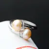 Set Mayorista de Joyería de Plata Nafoge con Anillo de Perla Natural en Polvo Anillo de Plata de Ley 925 Anillo de Plata Abierto de Moda para Mujeres
