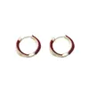 Pendientes de Aro con Gota de Aceite Rojo Estilo Coreano Xiaohongshu Diseño de Nicho Moda Minimalista de Alta Gama Versátiles para Mujer