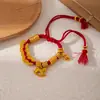 Novo Cavalo de Balanço Banhado a Ouro Estilo Chinês Pulseira Ajustável com Fio Vermelho Pulseira do Ano de Nascimento do Signo de Cavalo Pulseira do Sucesso com Tema de Cavalo
