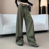 Pantalones de Trabajo de Diseño Transfronterizo Pierna Ancha 2025 Nuevo Gama Alta Cintura Alta Adelgazantes Versátiles Casual Rectos Pierna Ancha