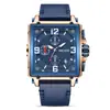 Reloj Megir para hombre, moda, retro, ligero, cronógrafo multifuncional cuadrado, calendario, correa de cuero 2061