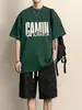 Camiseta de Manga Corta de Verano para Hombre Estilo Hong Kong Ins Marca de Moda Camiseta Deportiva Suelta Versátil Casual de Media Manga Ropa para Hombre