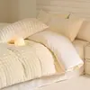 Juego de Ropa de Cama de Cuatro Piezas de Piel Sintética de Conejo y Vellón de Leche con Terciopelo Engrosado Sábana Cálida Sábana Ajustada Juego de Ropa de Cama de Tres Piezas