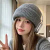 Gorro de lana tejido estilo coreano, cálido y adecuado tanto para hombres como para mujeres, perfecto para la moda urbana de otoño e invierno, diseño retro, color liso, y hace que la cara se vea más pequeña