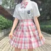 Falda plisada completa uniforme jk de una sola navaja falda de cuadros japonesa traje original auténtico camisa corta Haohai estilo universitario