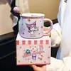 Taza de cerámica de dibujos animados Sanrio para uso doméstico, taza de leche linda y creativa para niños, taza abierta para estudiantes