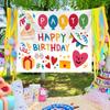 Feliz Aniversário Tecido Pendurado Tecido de Fundo Desenho Animado Fofo Decoração de Festa Infantil Foto Ins Parede de Fundo para Celebridades da Internet