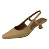 Sandalias de alta gama estilo francés Chuyuji para mujer, nuevo modelo primavera y otoño 2026, punta fina, boca poco profunda, sin cordones, elegantes