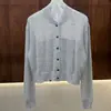 BORBOTIE Tricô Feminino 2026 Novidade Primavera e Outono BC Jaqueta Baseball Vazada Estilo Cardigan com Decote em V