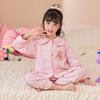 Comercio Exterior Nuevo Otoño Invierno 2025 Pijamas para Niños Lindo Cuello Muñeca de Dibujos Animados Cárdigan Ropa de Casa de Manga Larga para Mujer Venta al por Mayor