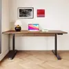 Escritorio Ajustable de Madera Maciza de Nogal Negro con Cajones para Sala de Estar, Dormitorio, Estudio, Oficina y Gaming