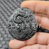 Colgante de jade verde oscuro con forma de dragón y fénix de Xinjiang Hetian, colgante de jade serpentino con paisaje, colgante de cruz de jade, colgante de collar de marca