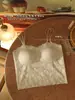 Sujetador Camisola de Encaje de Lujo Ligero con Copas Fijas y Espalda Bonita, Camiseta sin Mangas de Envoltura de Pecho Cómoda sin Costuras, Camisola Cómoda y Transpirable
