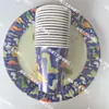 Toalha de Mesa Descartável de Dinossauro para 16 Pessoas Prato de Papel Decoração de Festa de Aniversário Infantil Toalha de Mesa Estilo Camping Suprimentos para Montagem de Cenário