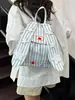 Mochila Listrada Estilo Coreano com Orelhas de Coelho Mochila Rosa Bolsa Bordada com Estrelas Grande Capacidade para Ir ao Trabalho Aluno Mochila Escolar