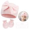 Gorro fetal para recién nacido gorro con lazo para bebé gorro cálido de moda para bebé 15 colores guantes más gorro fetal