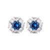 Joias Zhuangshang 2024 novo cobre banhado a ouro simulação cristal azul pontiagudo redondo temperamento luxo conjunto feminino 12-7mm