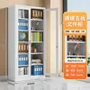 Armário de aço com porta de vidro, armário de arquivo de metal trancável para escritório, armário de armazenamento multicamadas ajustável para documentos