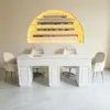 Mesa Doble Blanca para Manicura con Aspiradora, Mismo Modelo que se Usa en Salones de Belleza, Tablero Impermeable Ensanchado, Banco de Trabajo Dedicado para Manicuristas